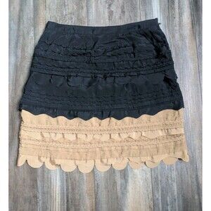 Anthropologie Black and Tan Mini Skirt